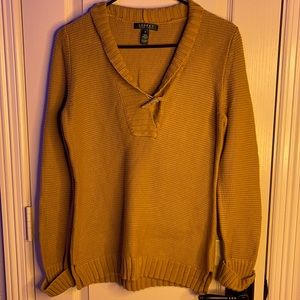 Tan knit sweater. Size Medium